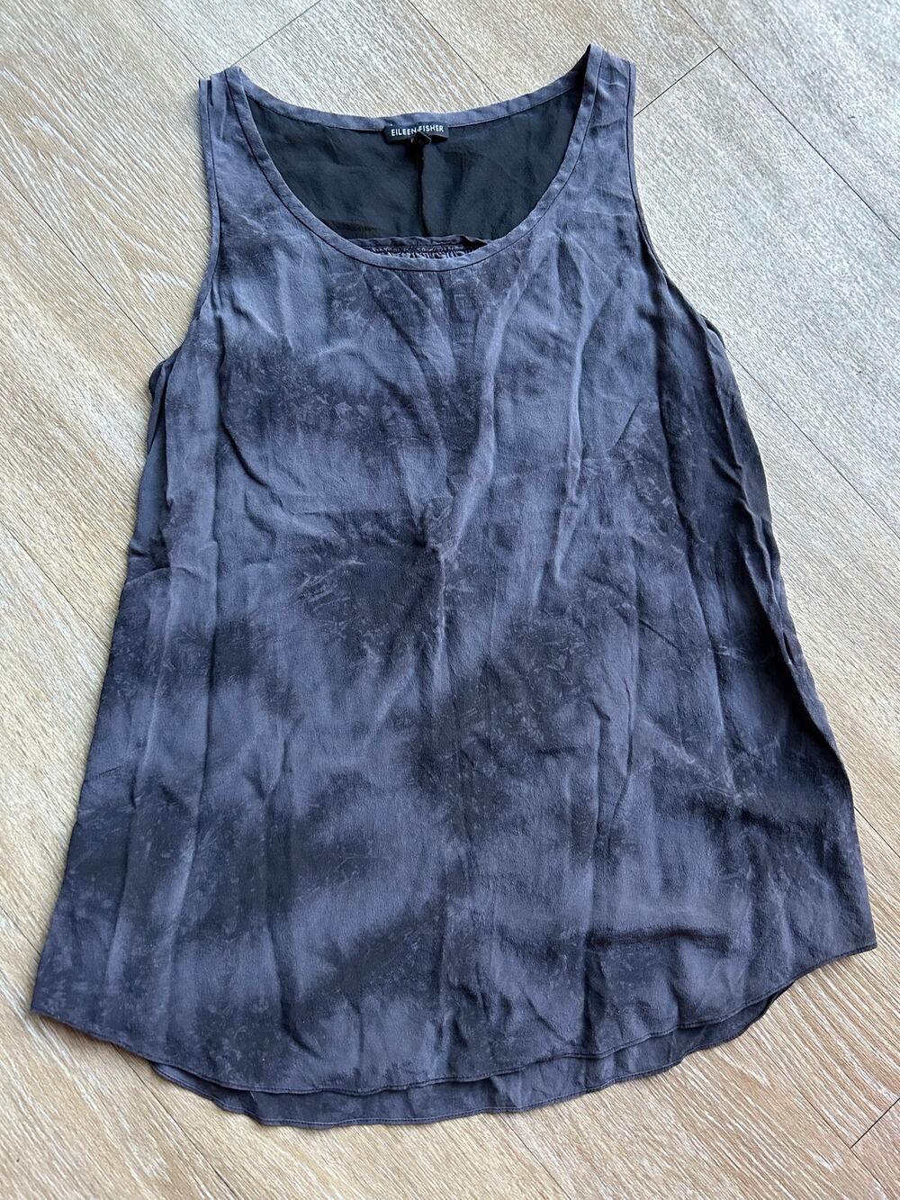 Eileen Fisher 100% Silk Shibori Tie Dye Tank Top Blouse Whimsigoth boho artsy